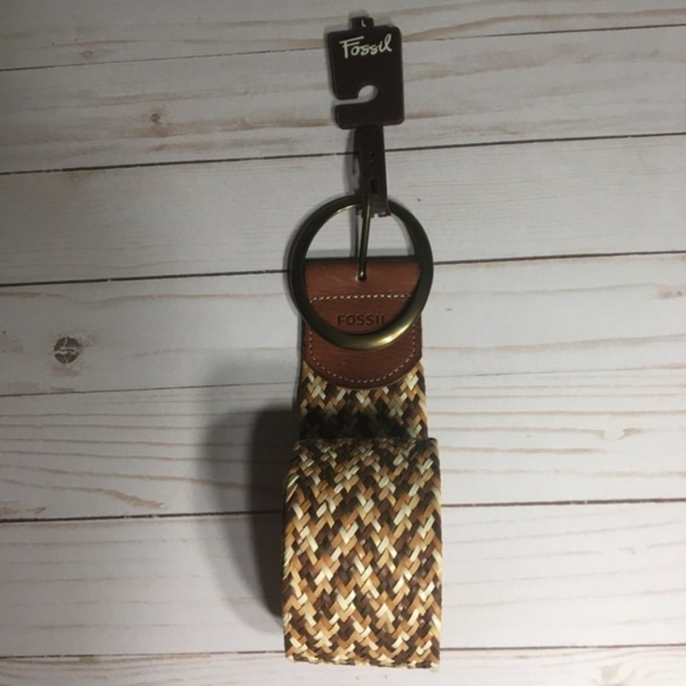 FOSSIL Island Weave Neutral Multi Belt Sz L NEW